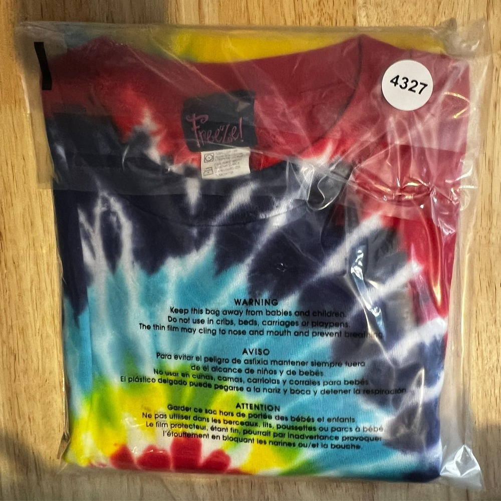 FREEZE Brand Tie Dye T-Shirt Adult Large Multi-Color Spiral Swirl Boho Grunge - Picture 13 of 13